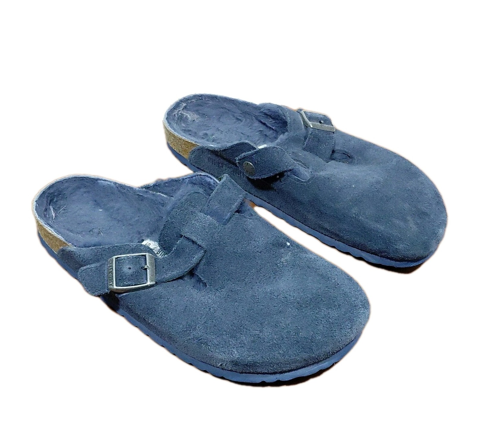 Birkenstock Boston Clog Blue Suede Leather Soft Footbed Narrow Width US 9 EU 40