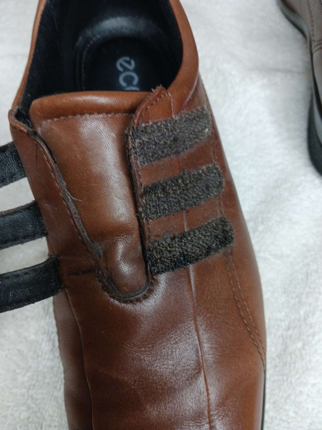ECCO Shade 3-Strap Brown Leather Comfort Loafer Shoe Women Sz EU 38 US 8.5