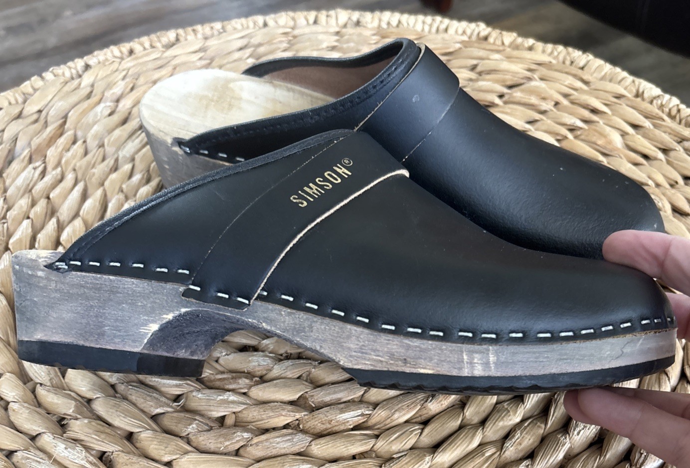 Simson Wooden Clogs Size 40 US 9 Black Leather Made in Holland NWOB