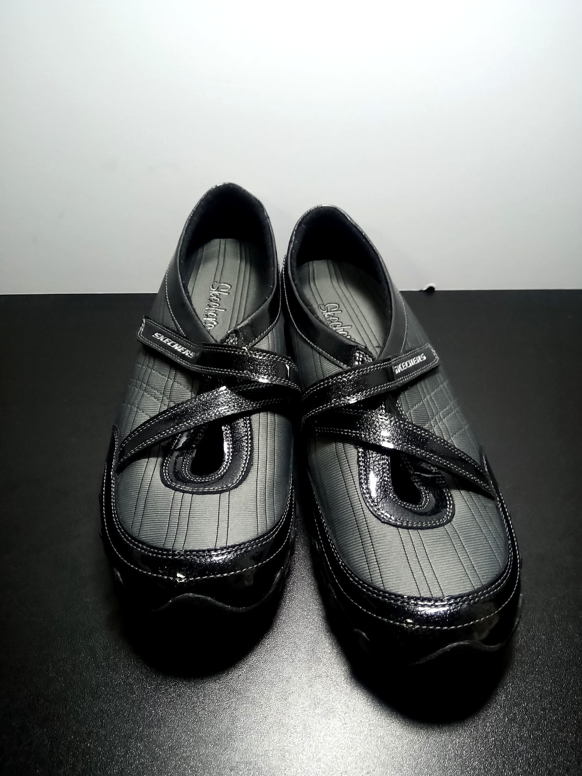Skechers Status Series Shoes Womens Size 9 Bikers Bamboo 21402/BKCC Black/Gray
