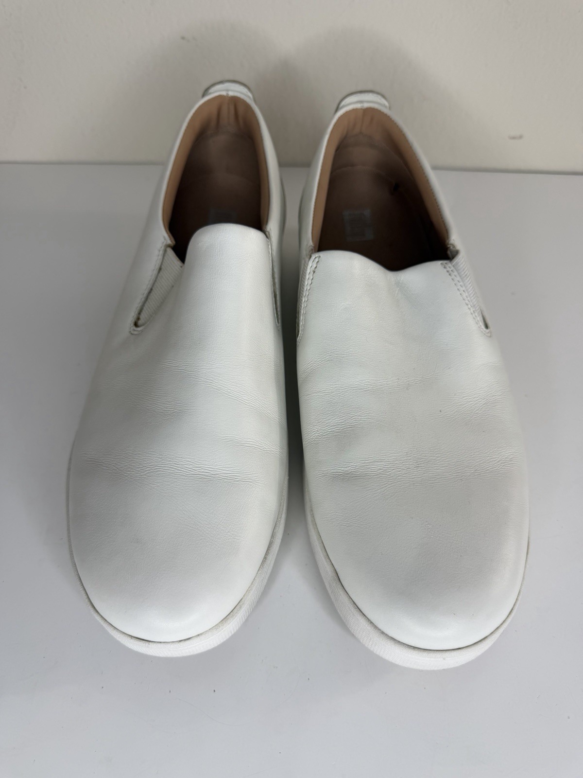 Fitflop Shoes Loafers White Leather Women Size 42 US 10 Comfort Walking Casual