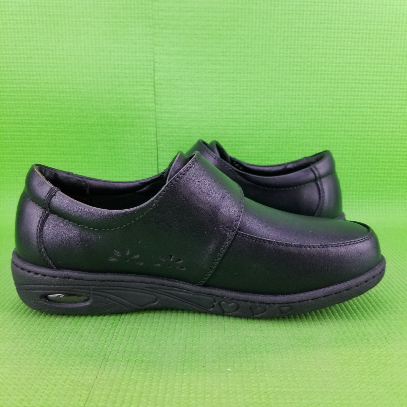 ✅PEDASVON Nursing Restaurant Comfort Shoes Womens 8.5 Black Leather Light Loafer