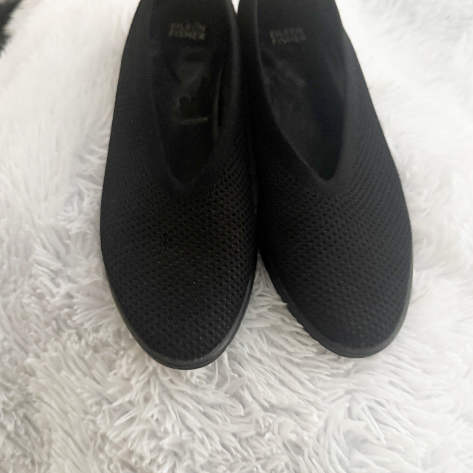 EILEEN FISHER | Heaven Stretch Knit Wedge Ballet Flat Black Slip-On | Size 9