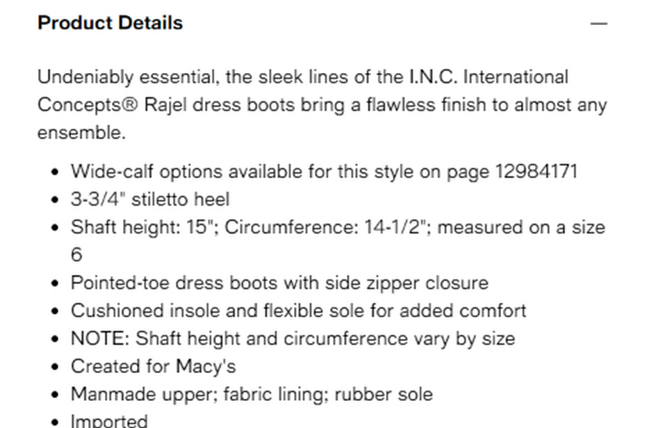 INC BLACK SMOOTH RAJEL POINTED TOE STILETTO ZIP UP DRESS BOOTS SIZE 8.5 M