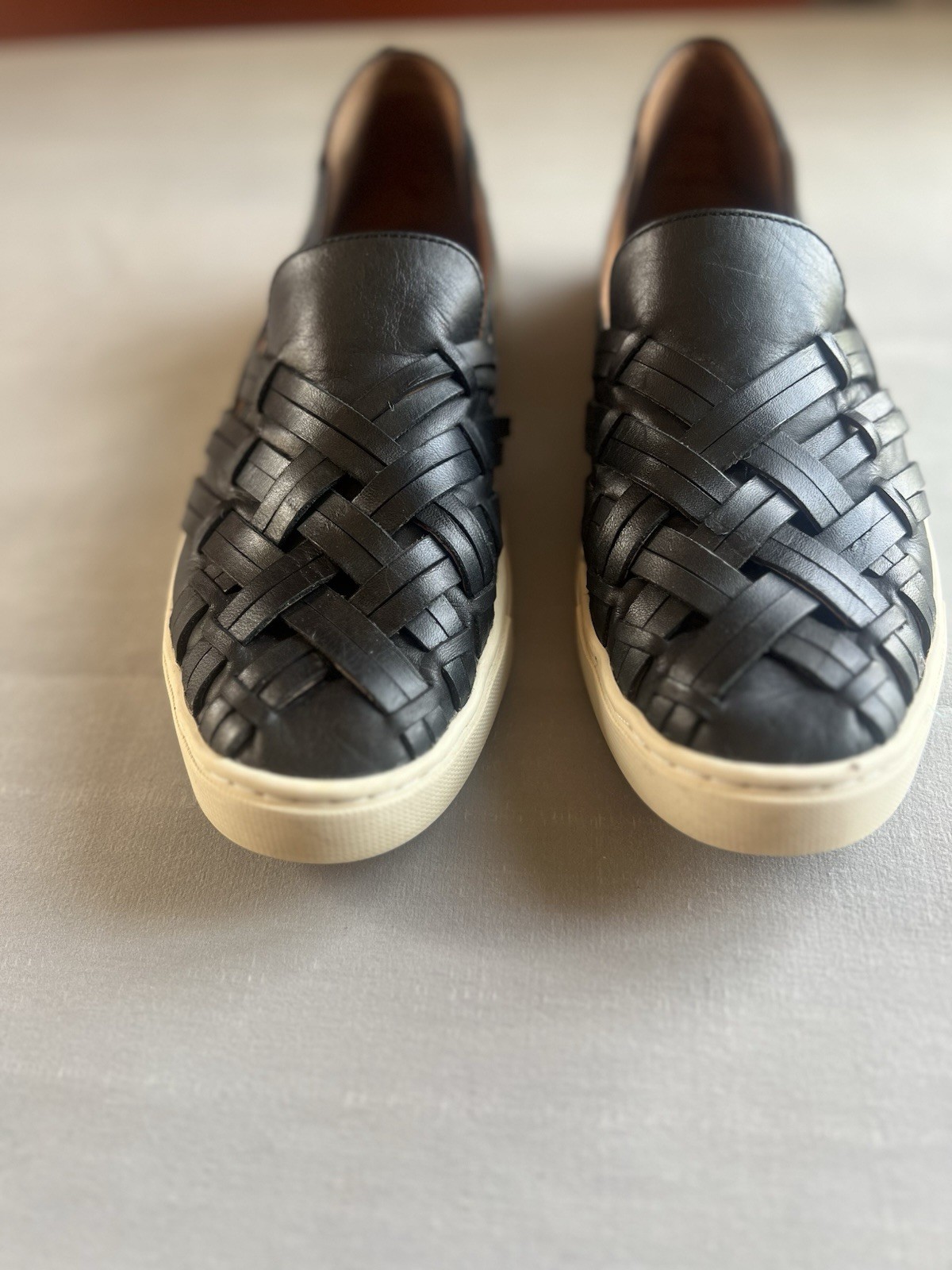 Frye Ivy Huarache Black Leather Slip On Sneaker