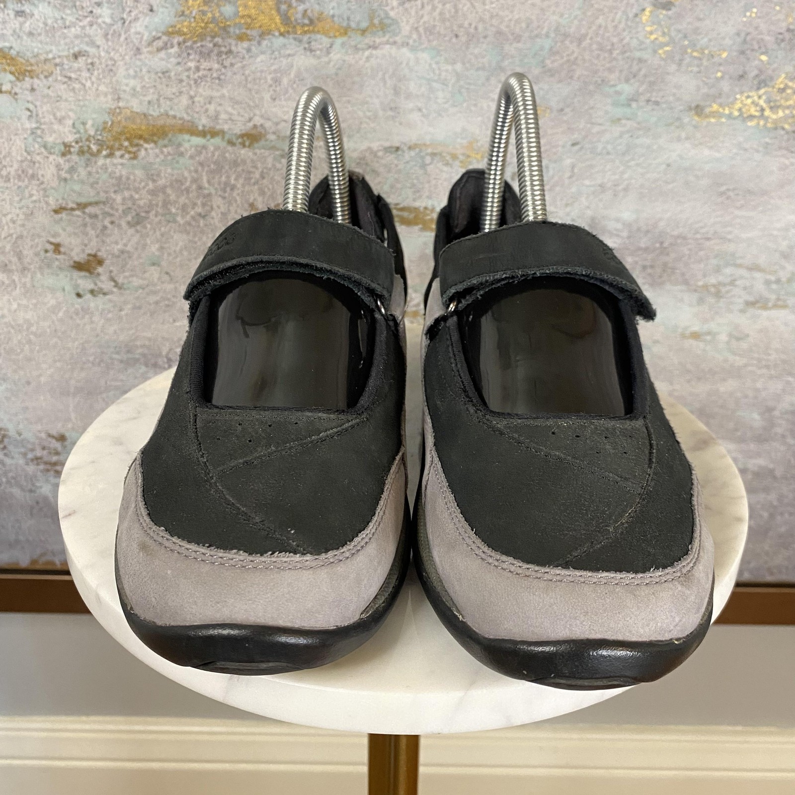 ECCO Shoes Womens Size 6.5 Black Nubuck Mary Jane Walking Comfort Flats Casual