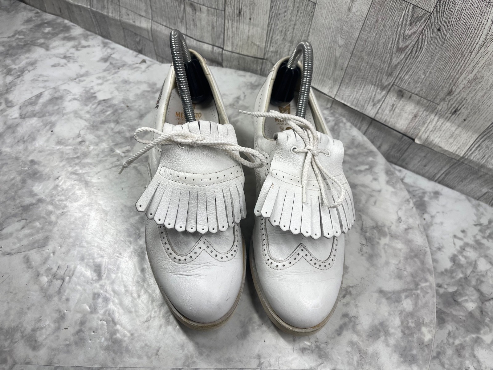 Mephisto Golf Shoes Women 8.5M Air-Relax Shoes White Leather Wingtips Kiltie