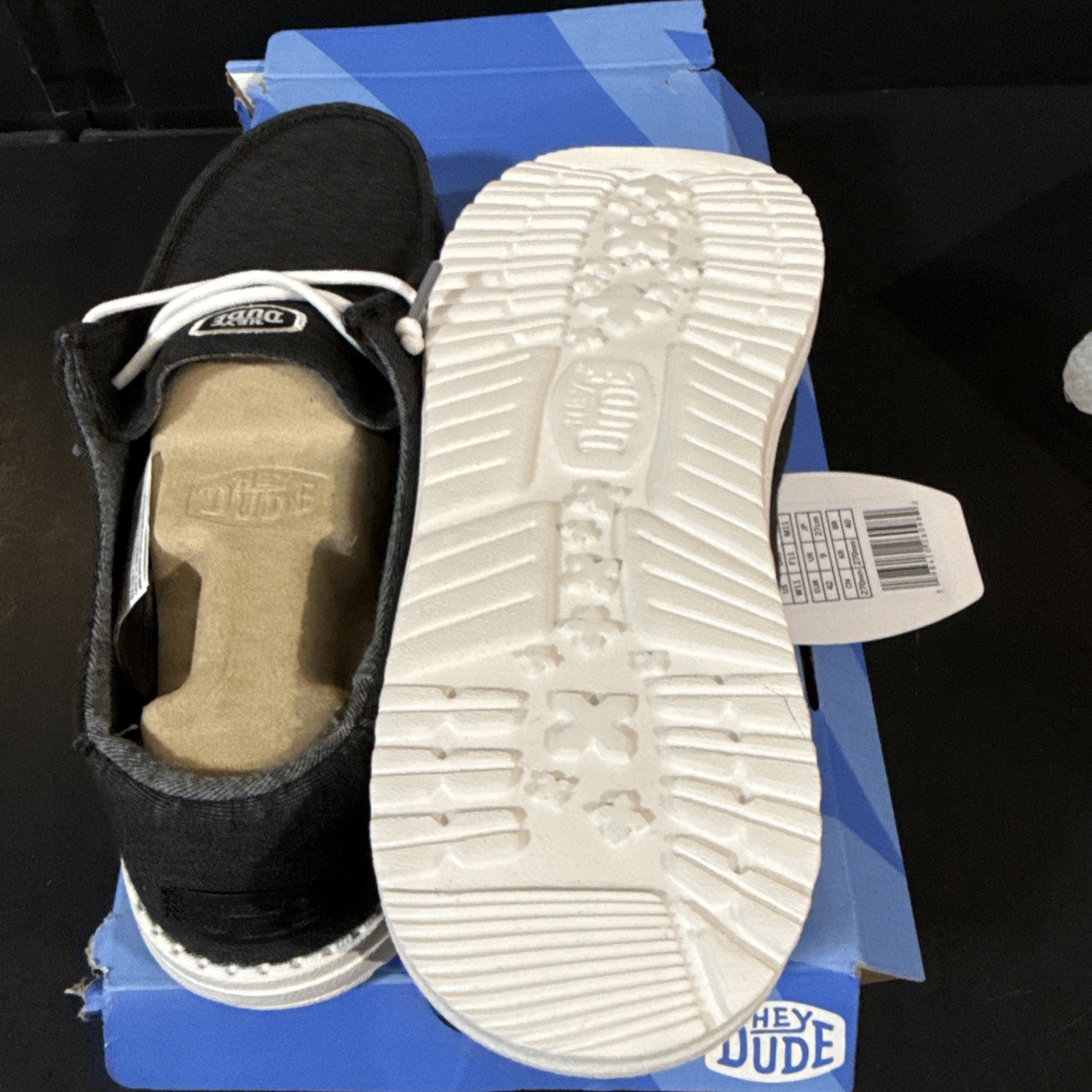Hey Dude Woman’s Wally Stretch Jersey Slip On Black Size 11 NIB