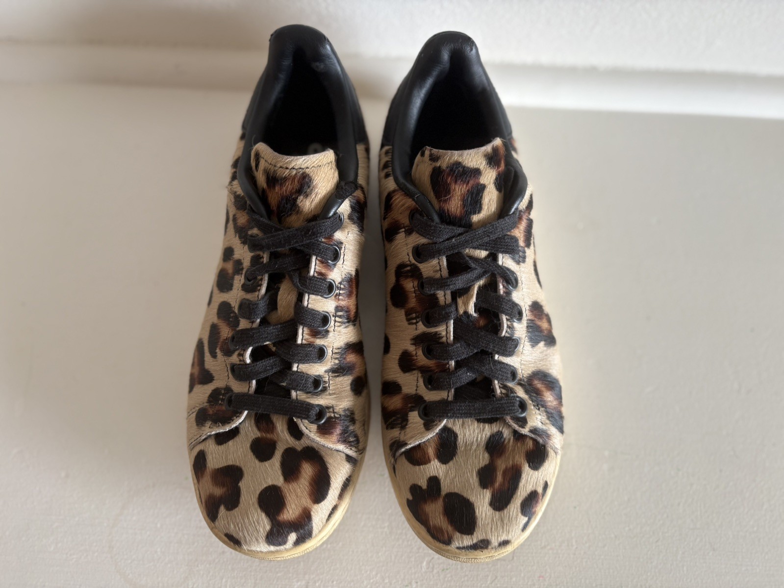 Adidas Originals Stan Smith leopard print Pony Hair Sneakers US 6.5 EURO 39 1/3