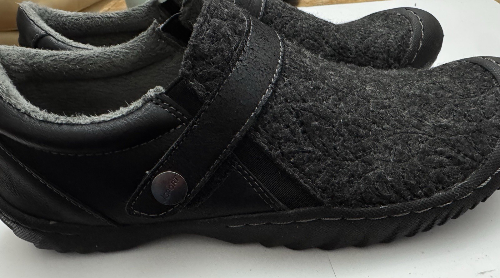 JSport by Jambu “Blair” Wool Slip-On Shoes, Women’s 10M Black, Comfort Clog Like