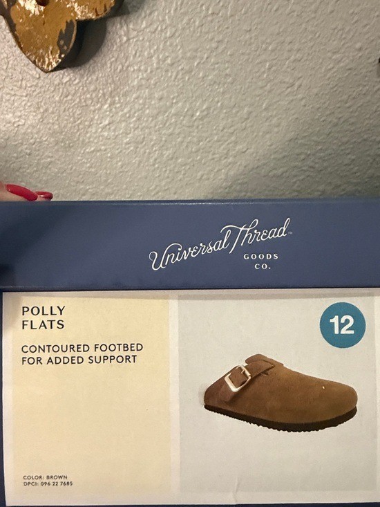 Universal Thread Chestnut Brown Suede like Mule Clogs with Cream Lining size 12