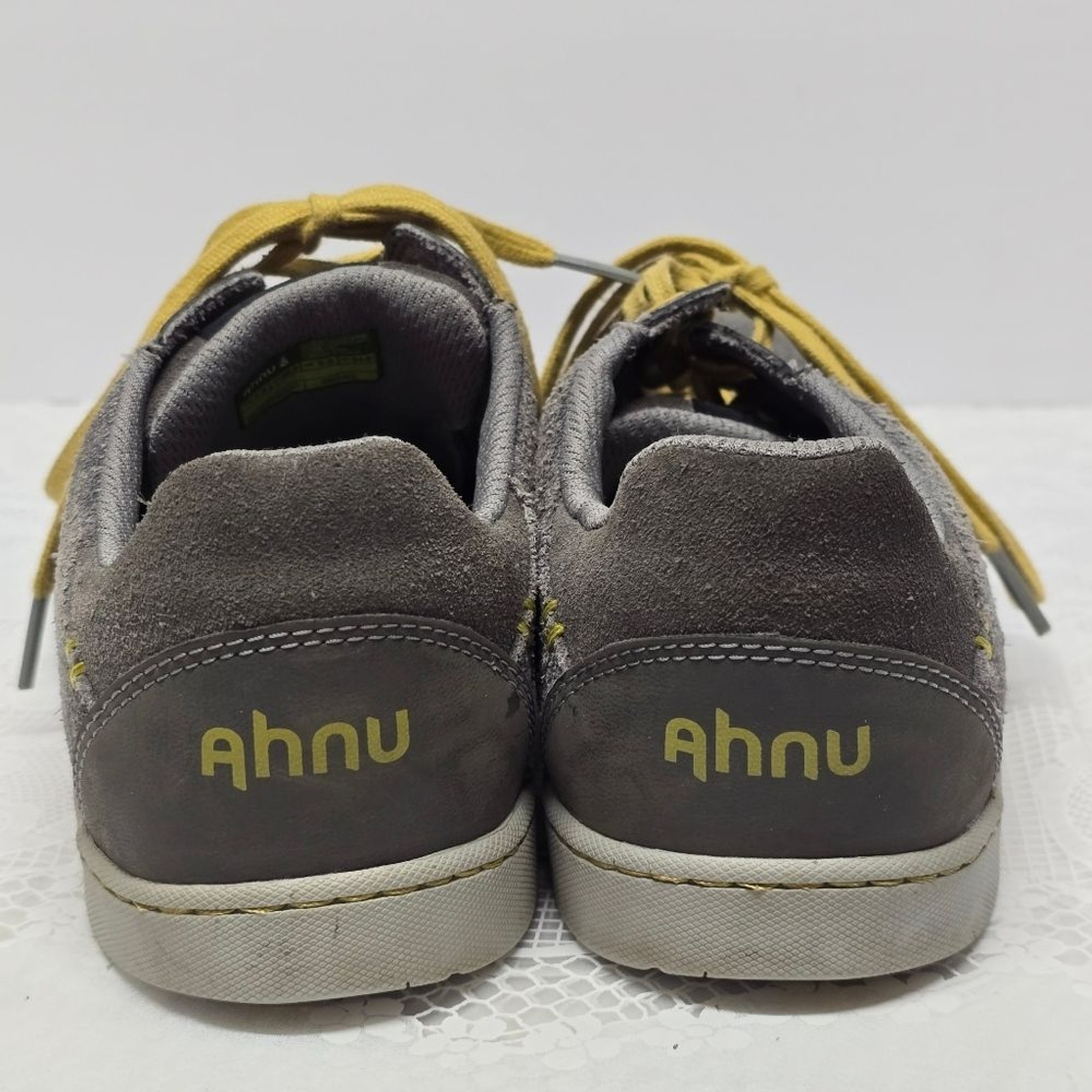 Ahnu Noe Gray Grey Genuine Leather Lace Up Casual Sneakers Women’s 7.5