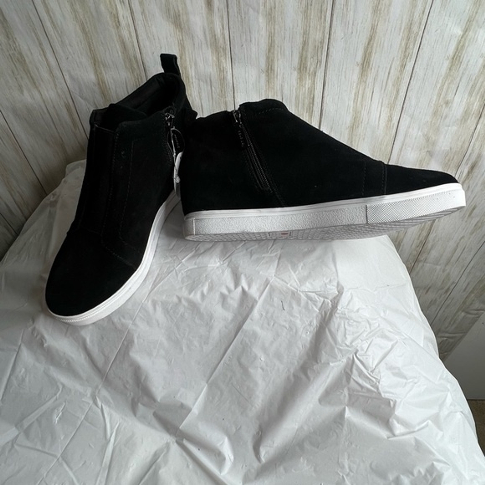 Blonde Black Suede High Tops Zipper Boys