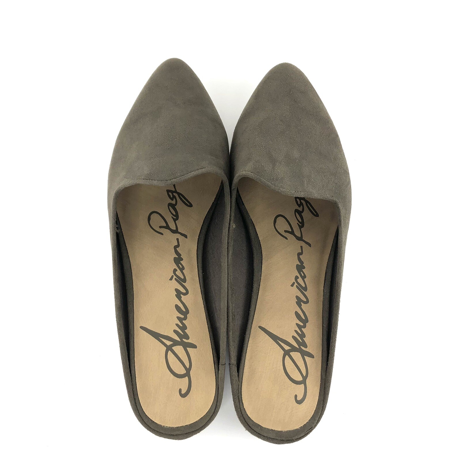 American Rag Womens Size 7.5M Ninna Fabric Pointed Toe Mules Olive