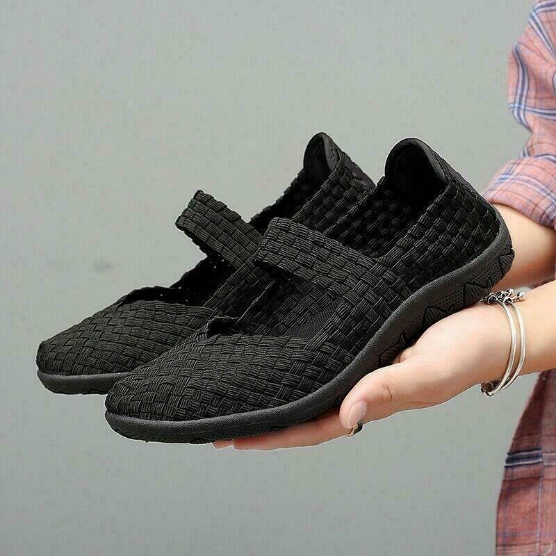 Womens Walking Shoes Slip on Woven Flat Lightweight Fashion Sneakers Weave Girl
