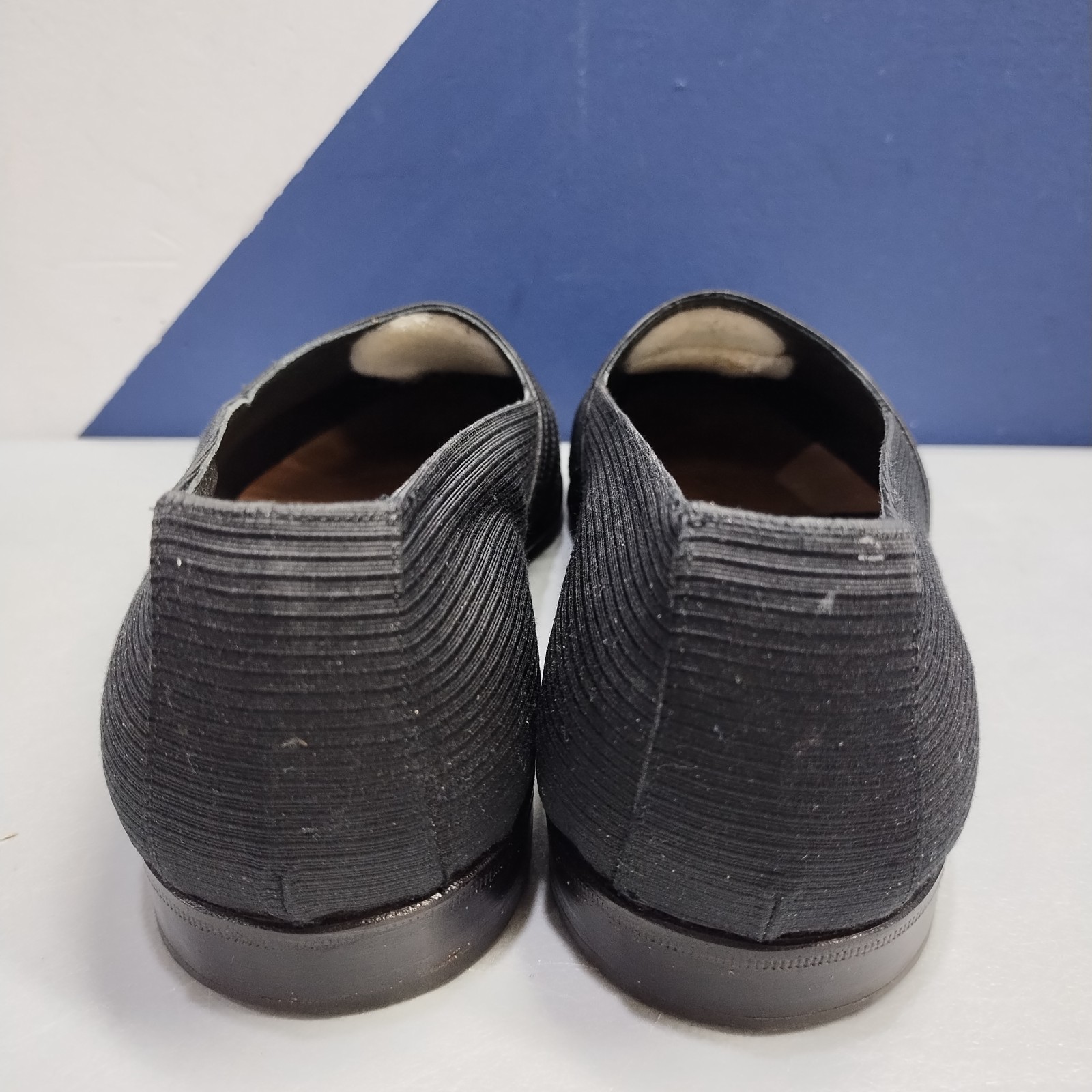 Bruno Magli Loafers Womens 9 Black Ribbed Cuban Heel Almond Toe Comfort Slip On
