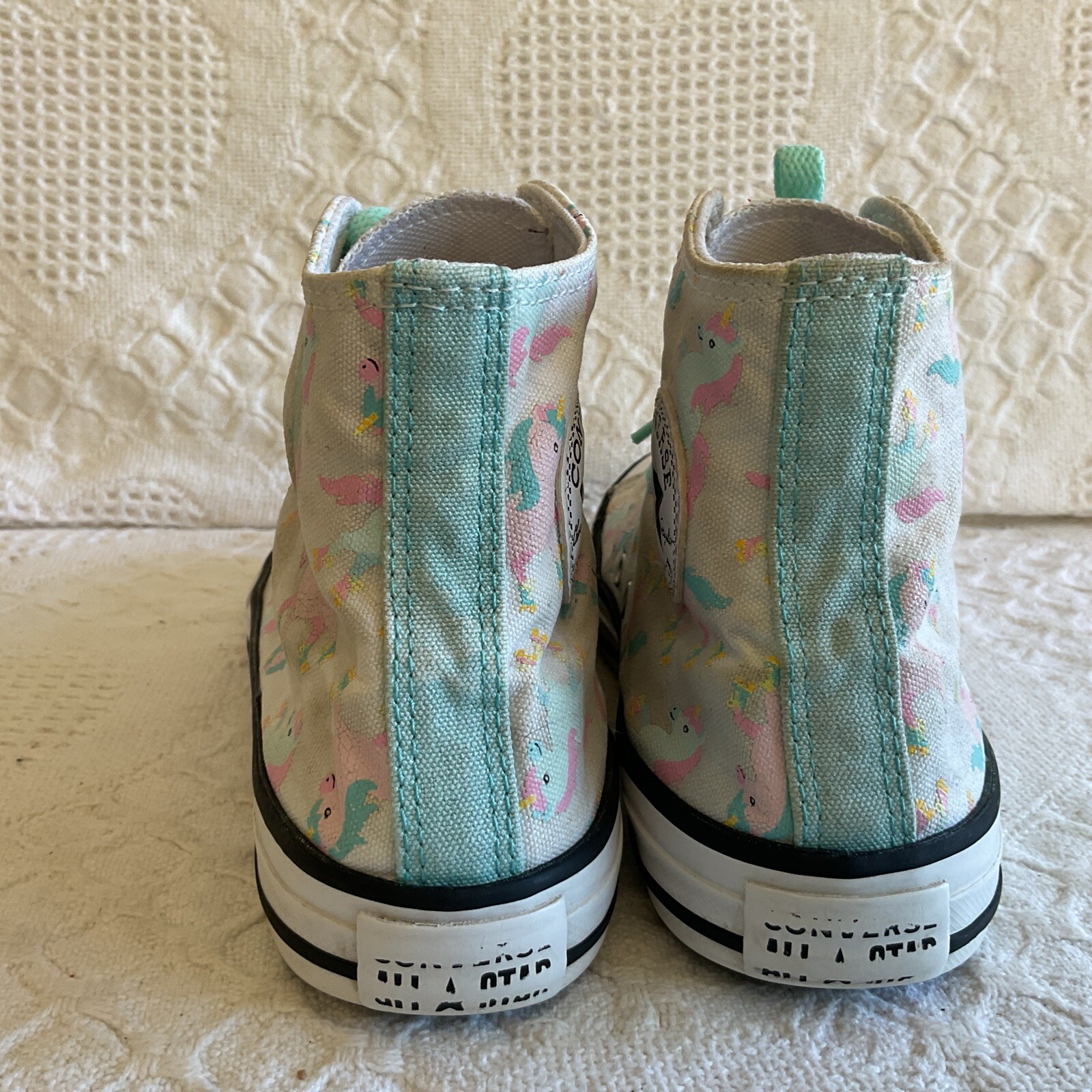 Converse All Star Chuck Taylor Unicorn High Tops Junior Size 3 Aqua Pink
