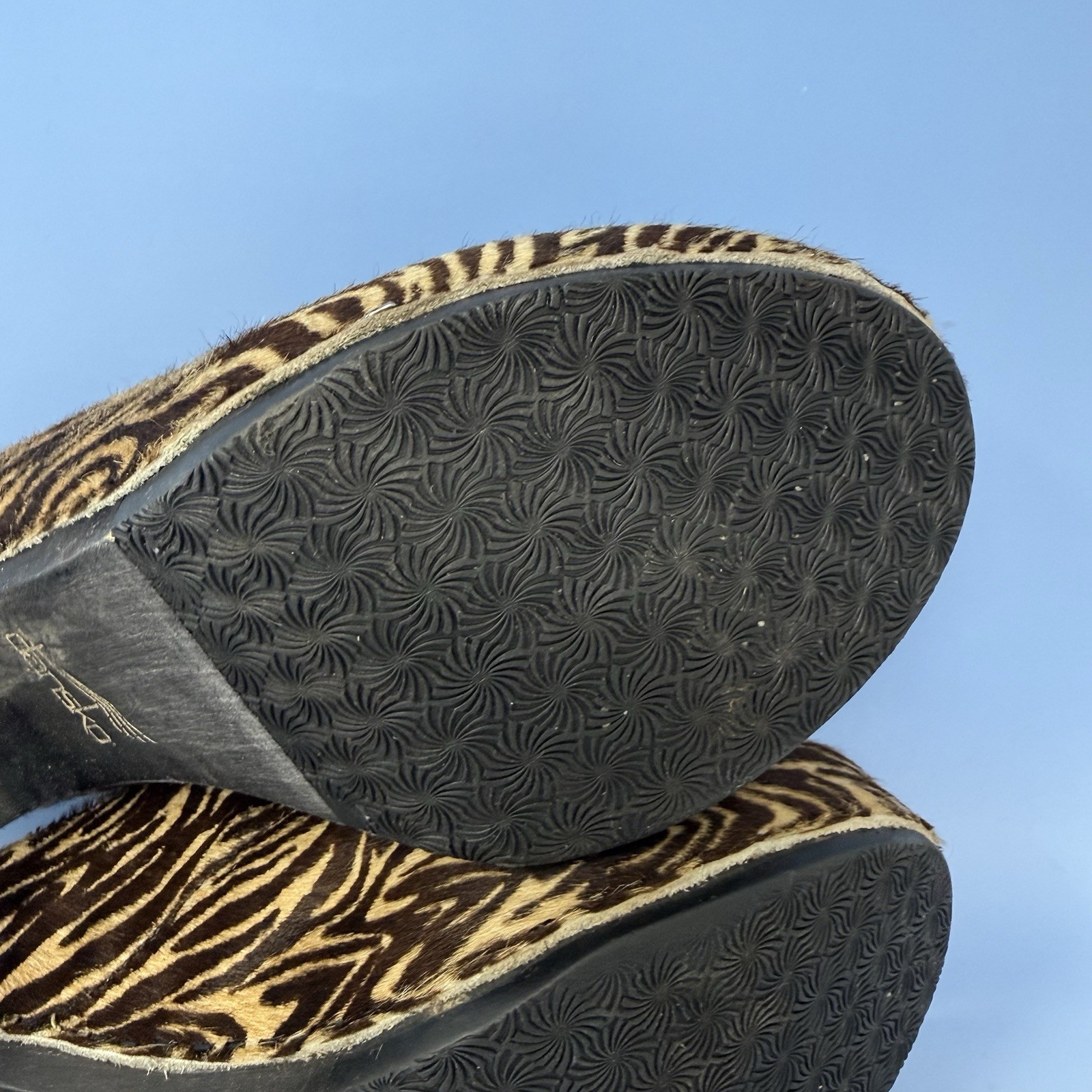Dansko Rae Brown Tan Zebra Pony Calf Hair Heeled Clogs Shoes Womens Sz 38 US 7.5