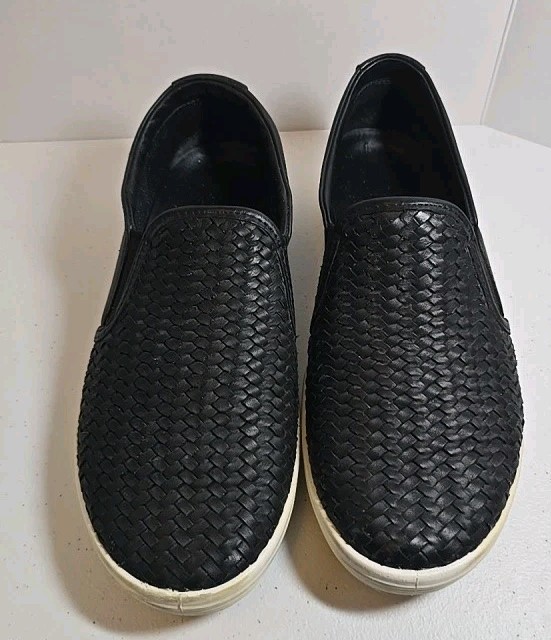 ECCO Women Soft 7 Woven Leather Slip-on 2.0 Black 470113-01001 Sz EU 39 US 8-8.5