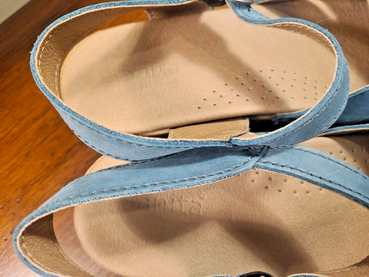 Sanita MARGRETHE Blue Suede Slingback Clog Sandals Sz 40 9 Platform Closed Toe