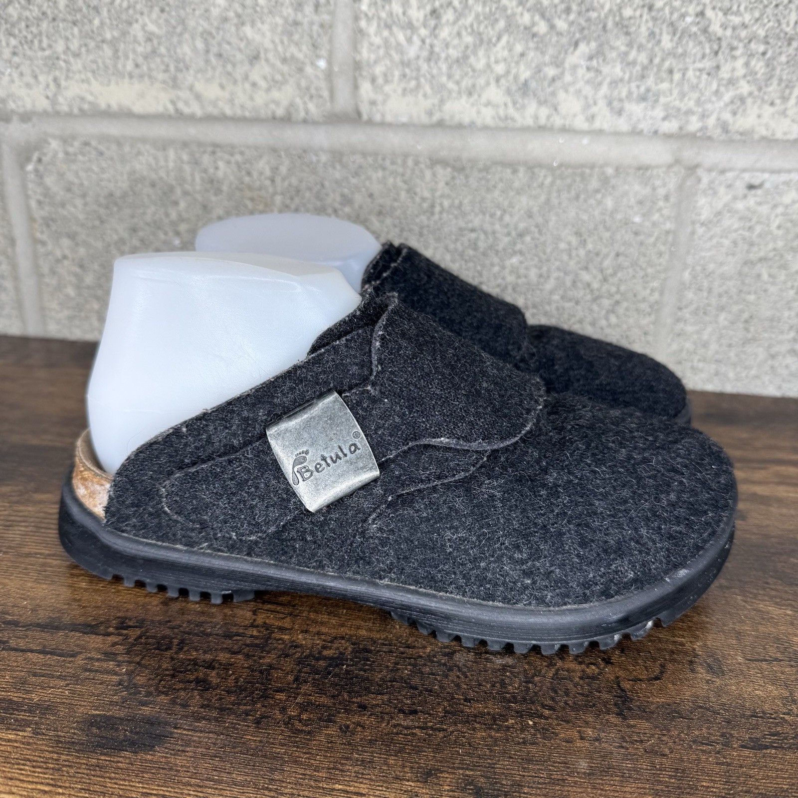 Birkenstock Betula Boston Shoes Womens Size 6 (37) Wool Felt Slip On Black Grey