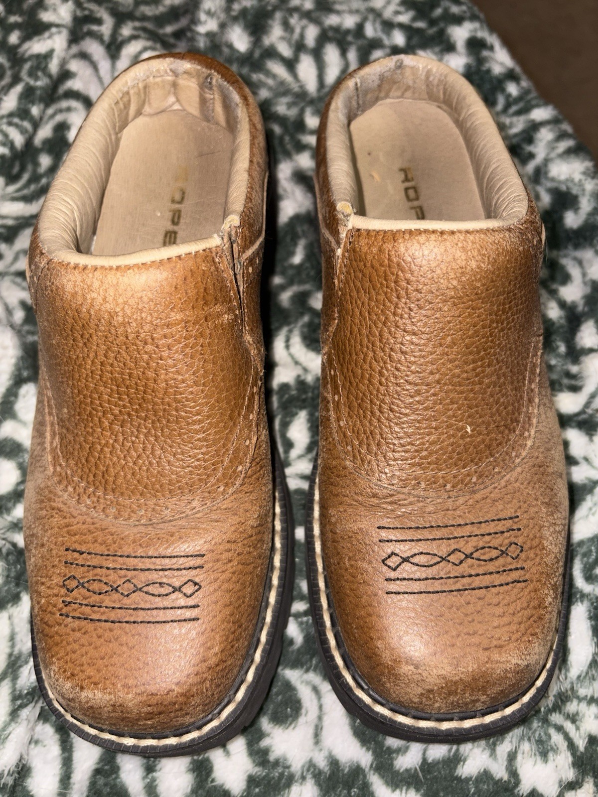 Roper Womens Size 6 Brown Leather Slip On Casual Western Cowboy Mule Shoes