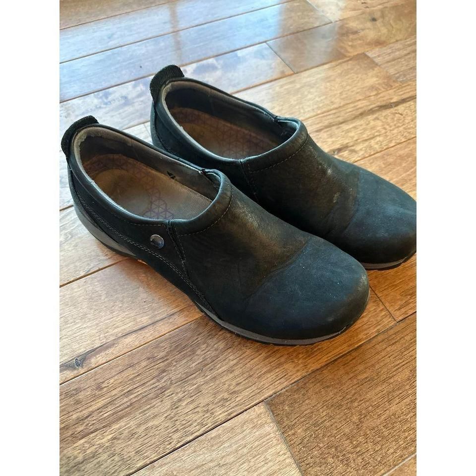 Dansko Patti Shoes Black Milled Nubuck Leather Vibram Slip On Clogs Sz 40 Sz 9.5