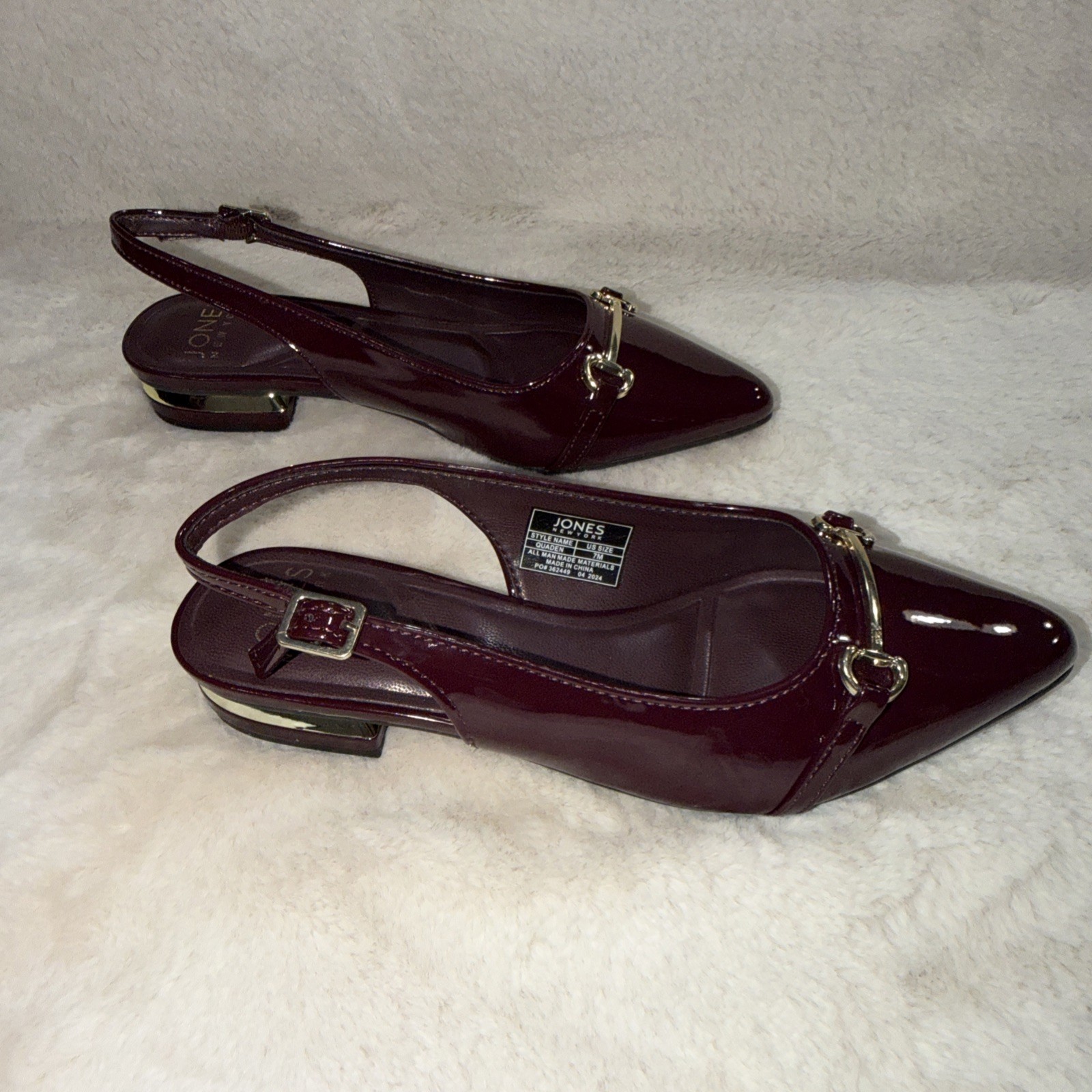 Women’s Jones New York – Quaden Pointed Toe Slingback Flats Burgundy – 6M NWOB