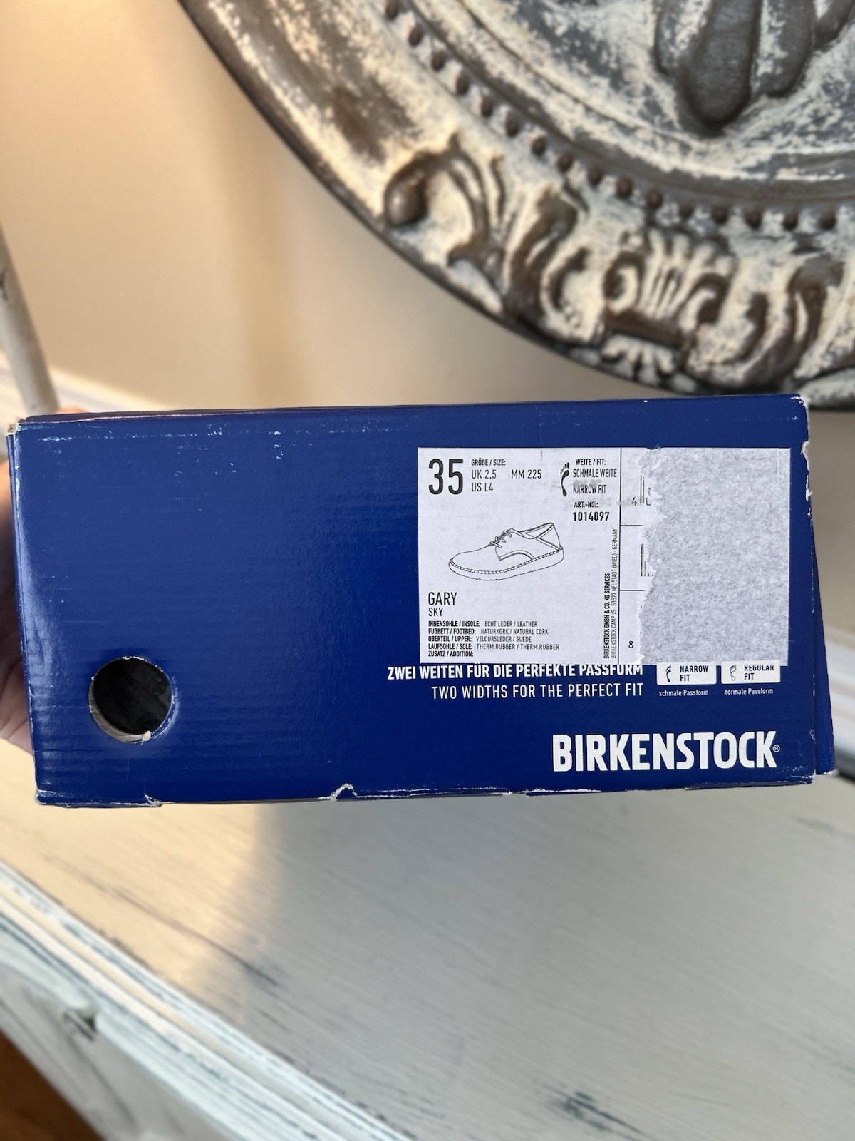 Birkenstock Gary Suede Leather Shoe Women’s EU 35 US 4 Sly Blue Narrow Fit NWB