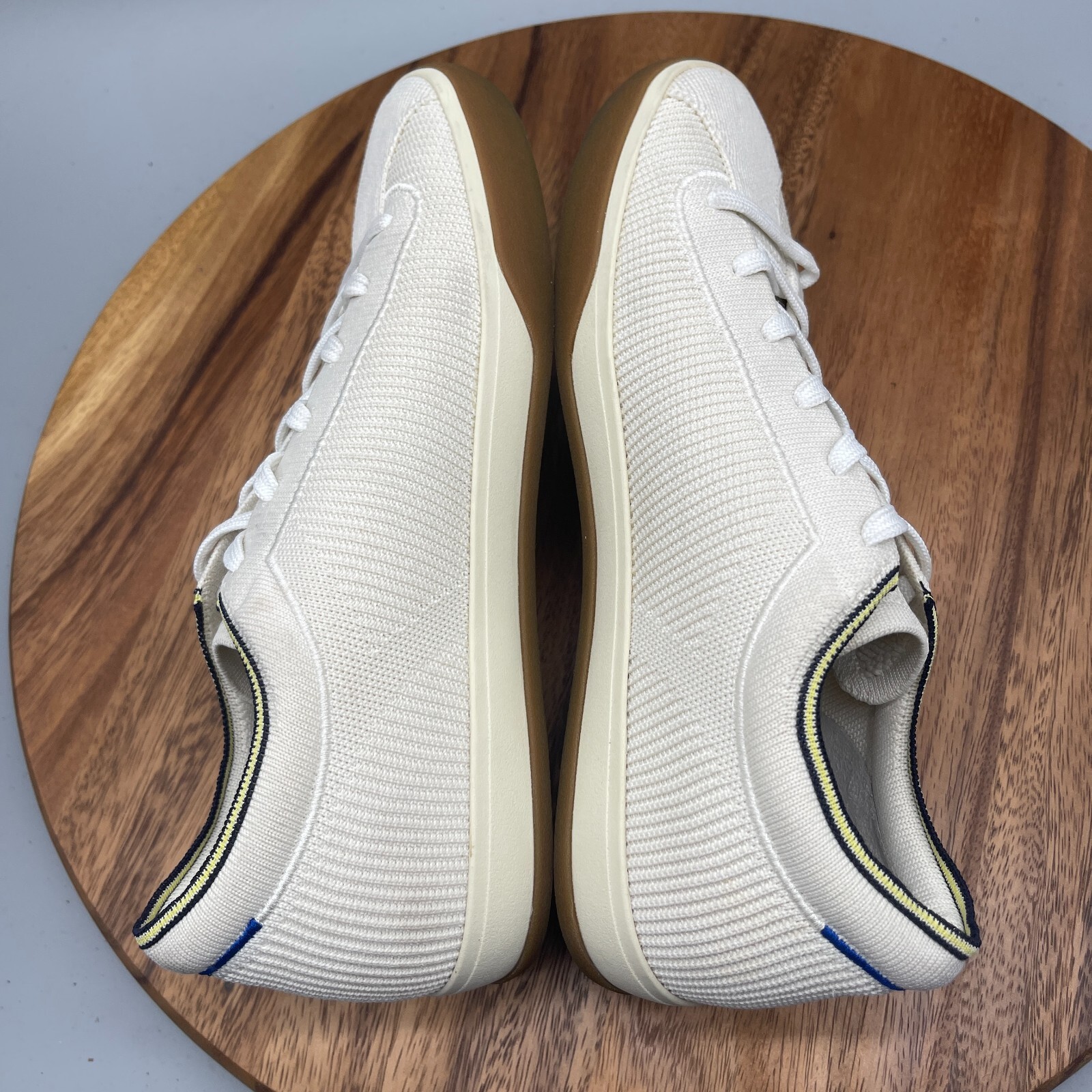 Rothy’s The Lace Up Shoes Womens Size 11 Blonde Ivory Knit Comfort Sneaker