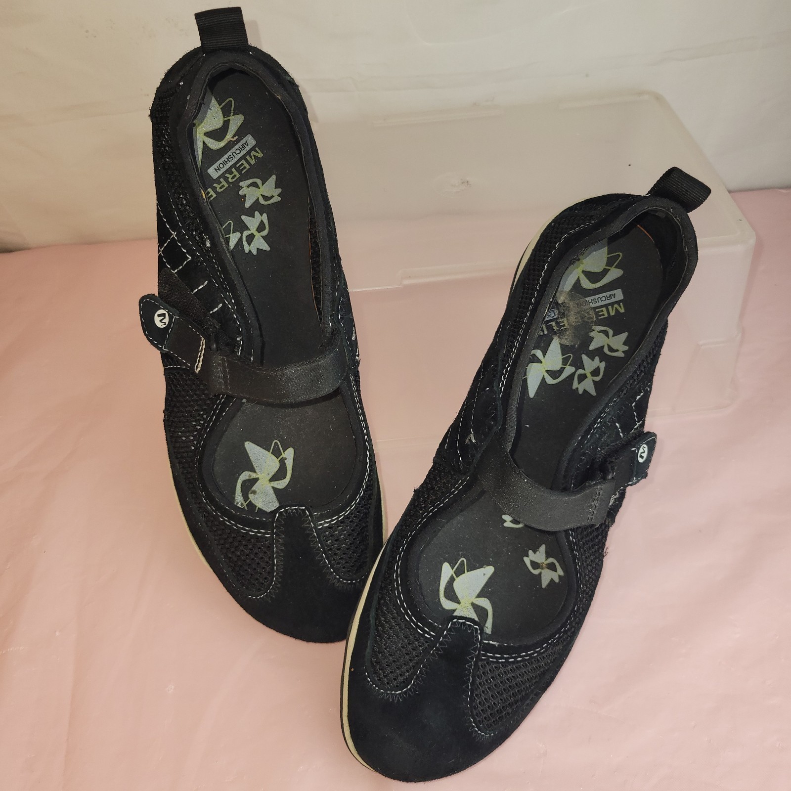 Merrell Form Air Cushion Mary Jane Black Mesh Strap Shoes Size 9.5 Women’s