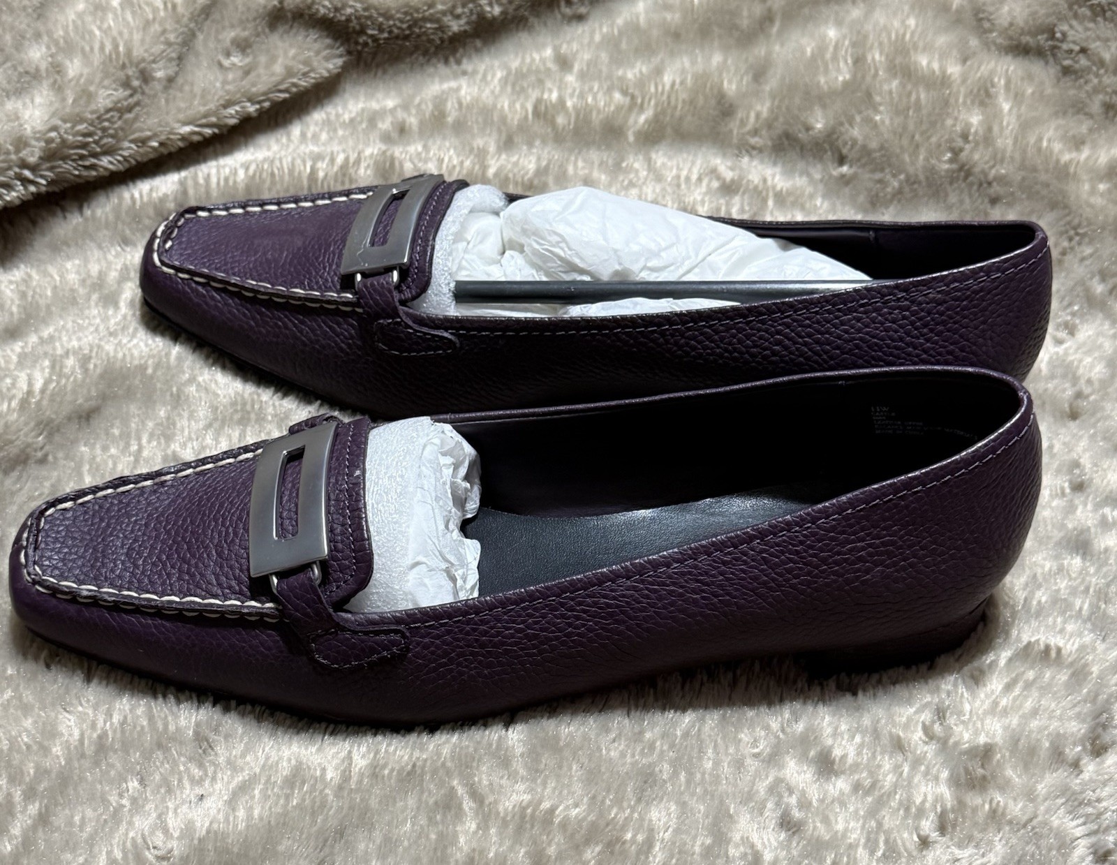 Cloud Walkers Castle Deep Purple Leather Slip On Comfort Shoes Womens 11W,NEW