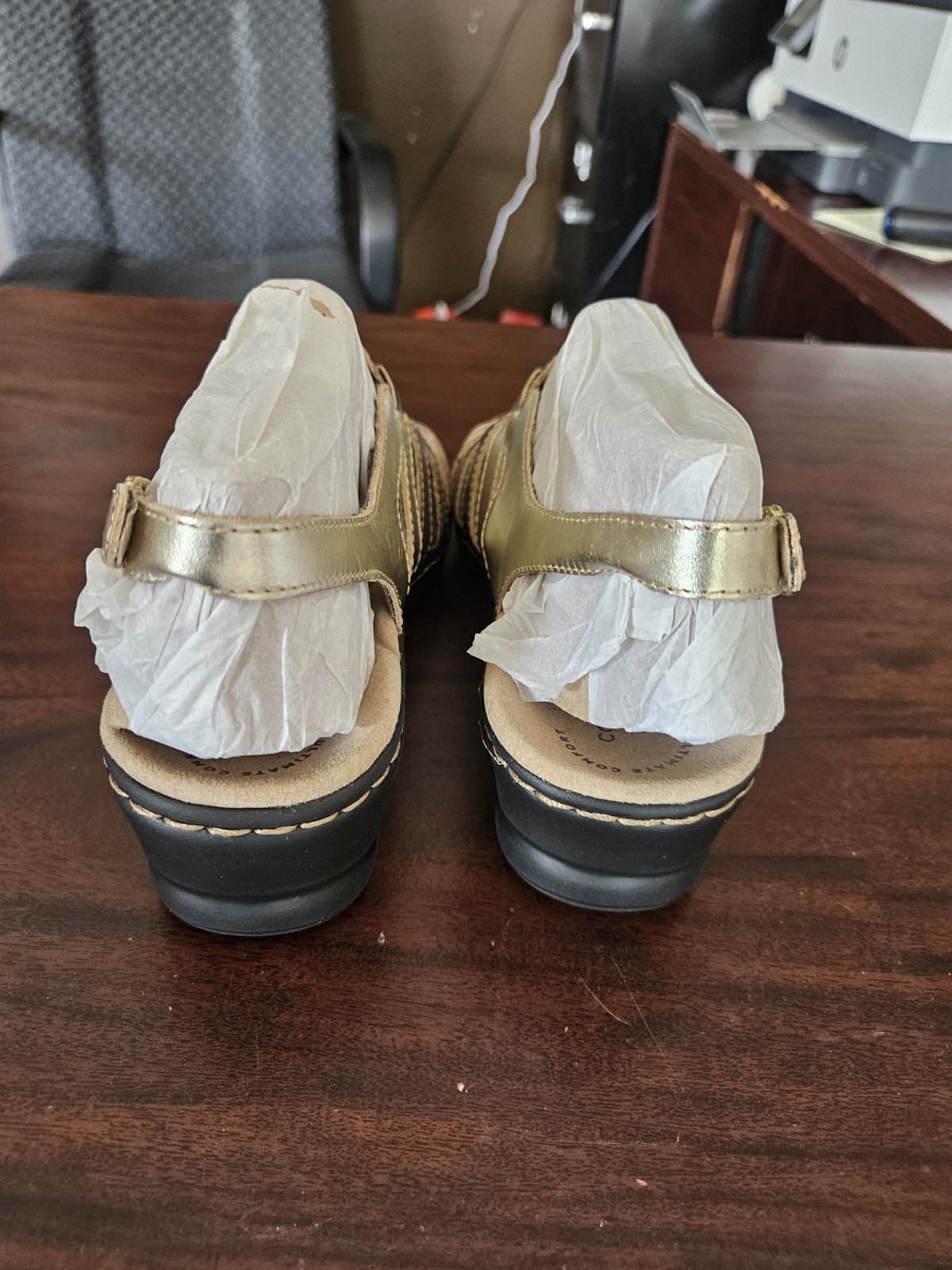 Clarks Collection Leather Sandals Lexi Metallic Multi Size 6 Xw New
