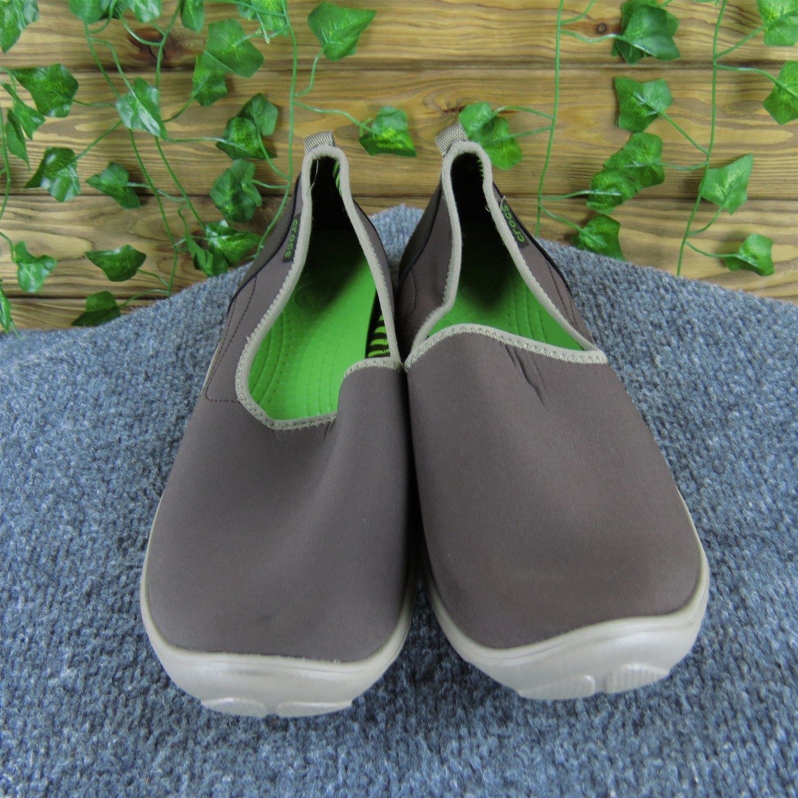 Crocs Women Duet Busy Day Skimmer Flat Brown Synthetic Sz 10 Medium Gently Used