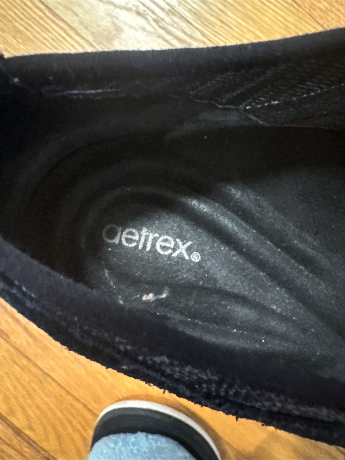 AETREX Gray Leather Cloth Bungie Lace Sneakers Comfort Orthotic Women’s size 8.5