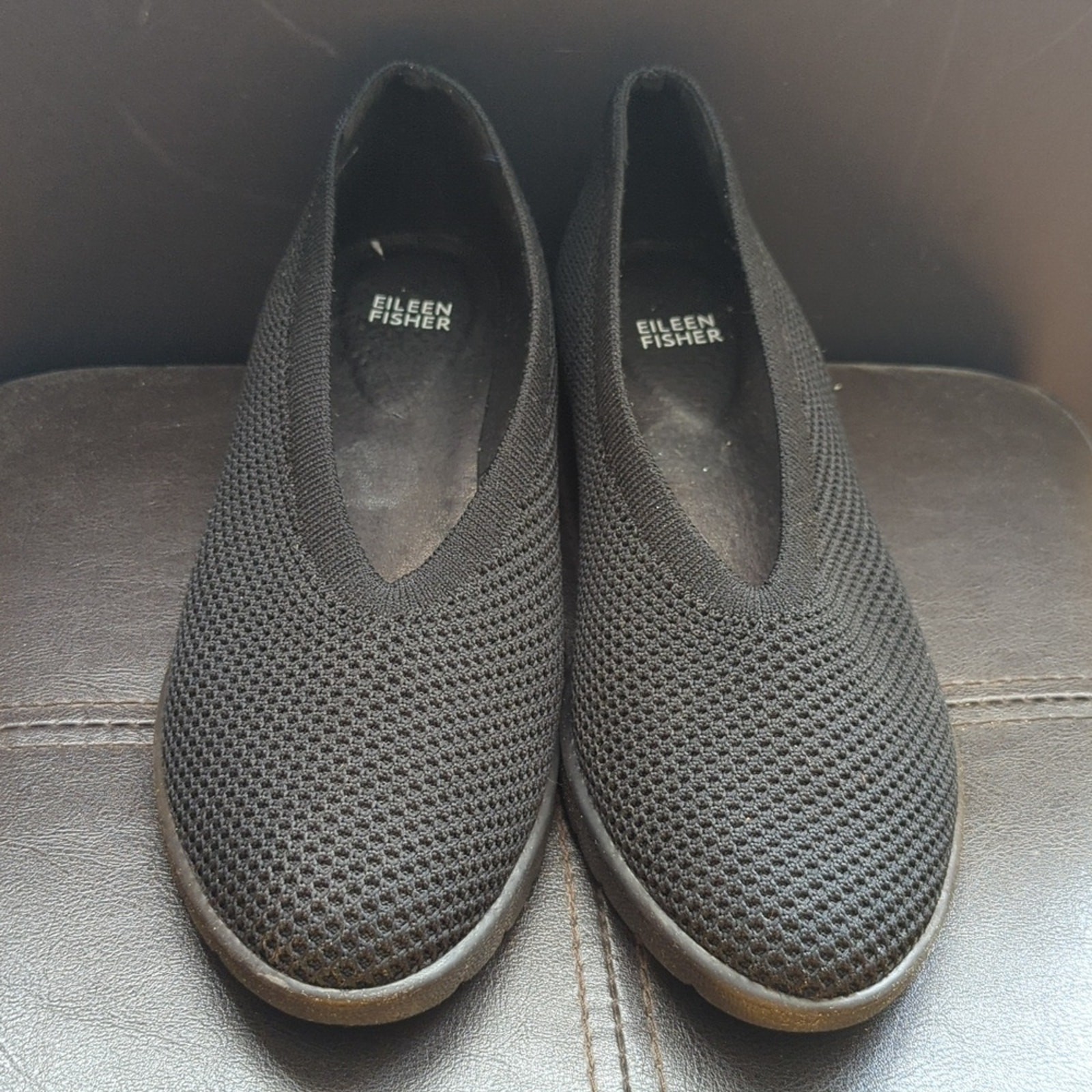 Eileen Fisher Black Heaven Slip On Stretch Knit Comfort Sneaker Size 10