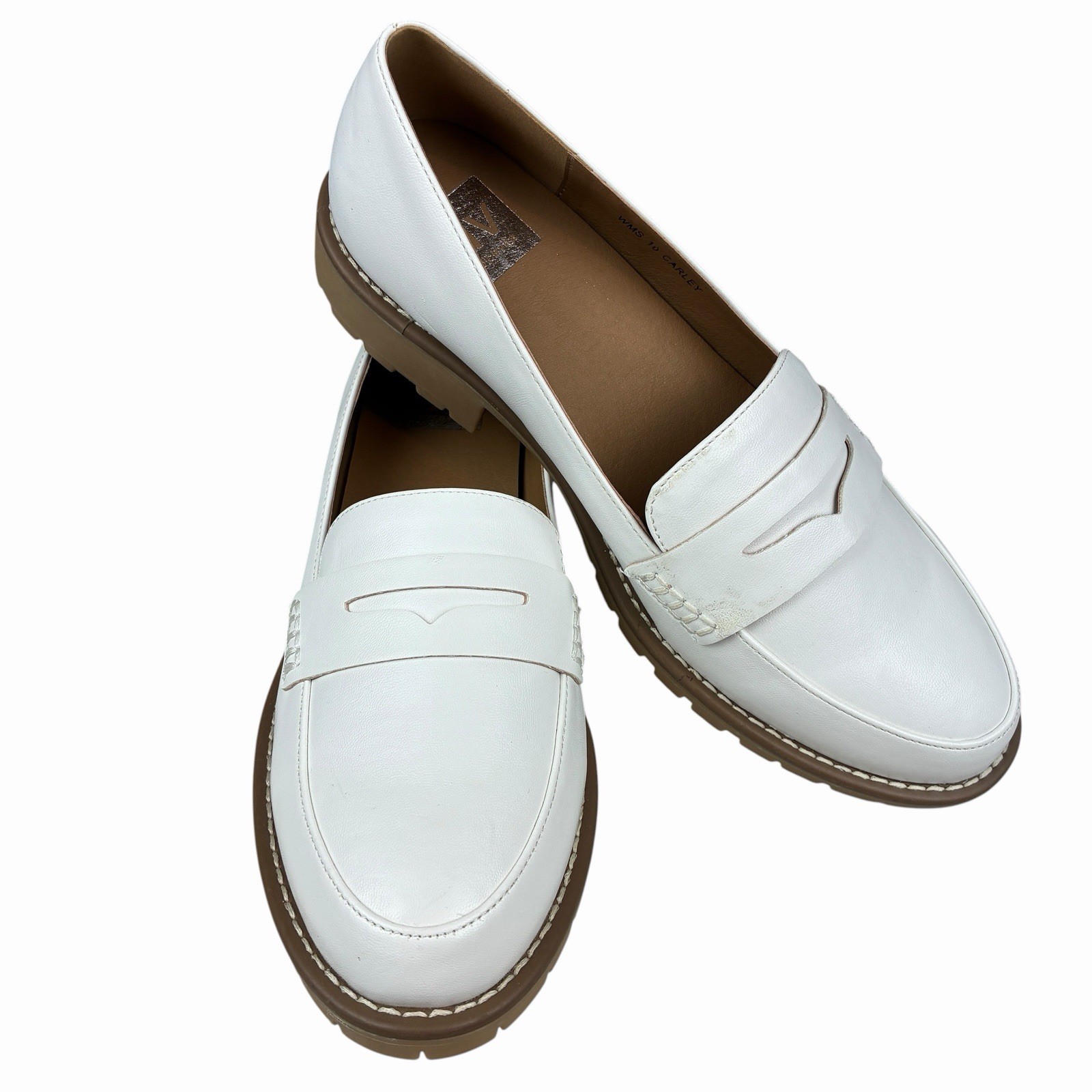 NEW NWOB Dove Vita DV Carley Penny Loafer Womens 10 White Slip On Comfort Shoes