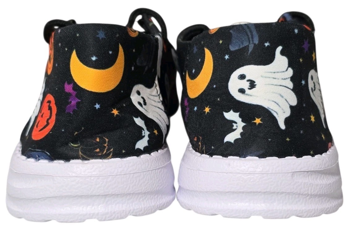 Halloween Ghosts Bats Jack O’Lantern Shoes Womens 11.5 – 12 Mens 9 – 9.5 NEW