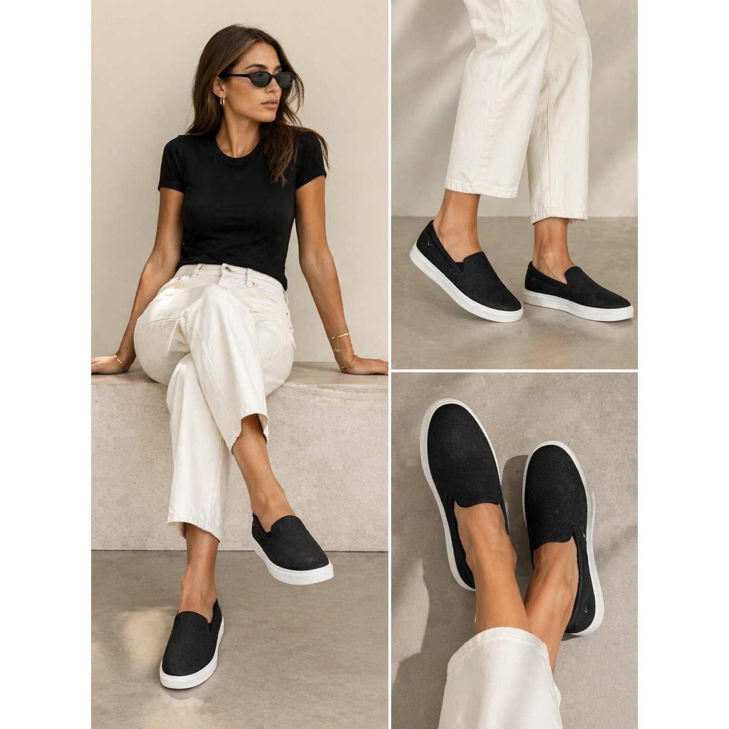 Vivaia Black Knit Slip On Sneakers Womens Sustainable Loafers Size US 7