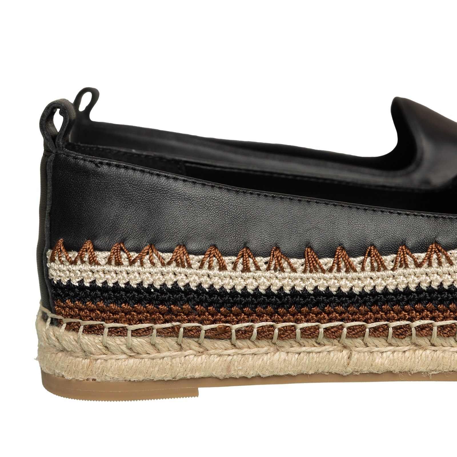 Women’s Black Leather Chico’s Crochet Slip-on Espadrille Flats NWOB – Size 7M