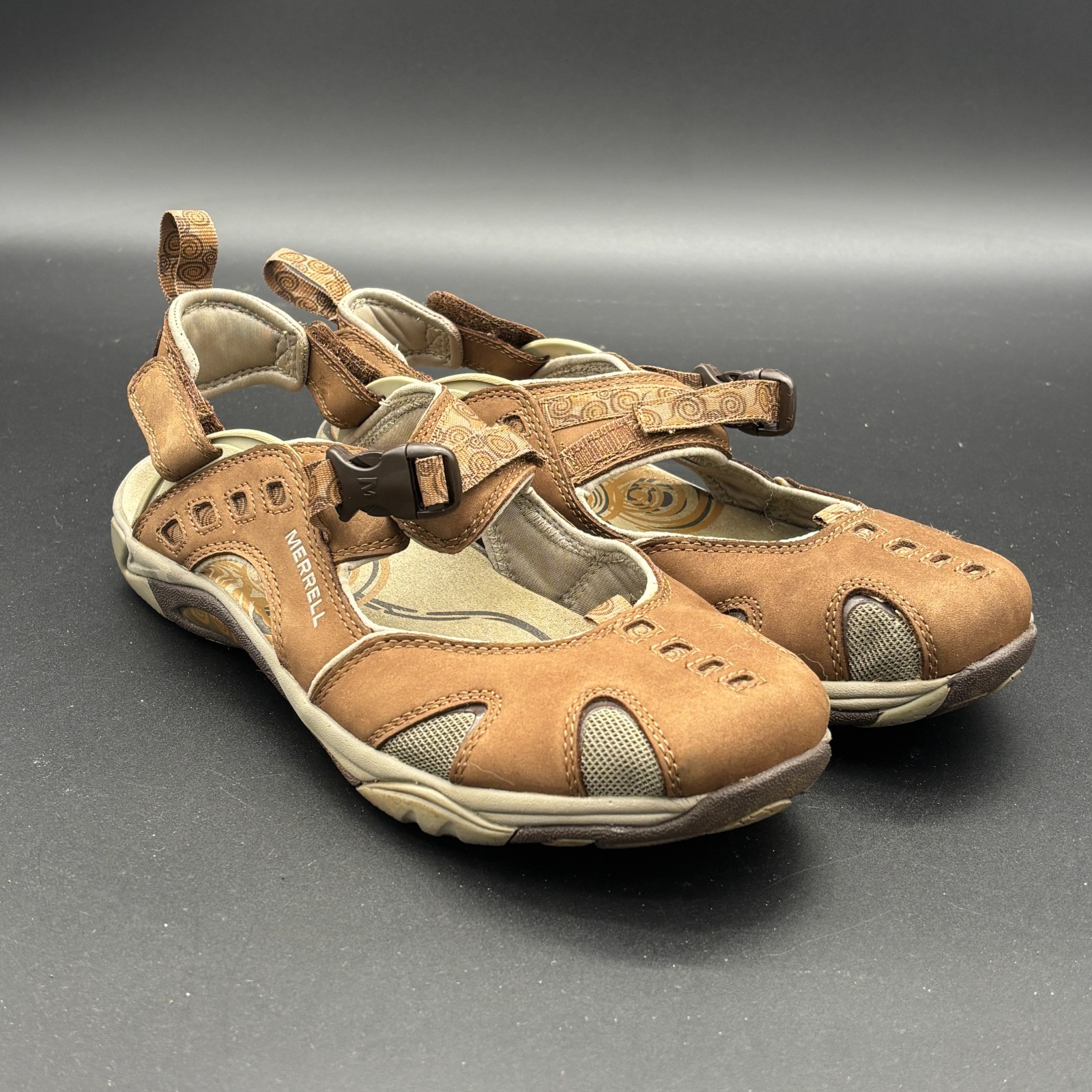 Merrell Womens Brown Leather Mary Jane Sport Shoes Vibram Sole Sz 9