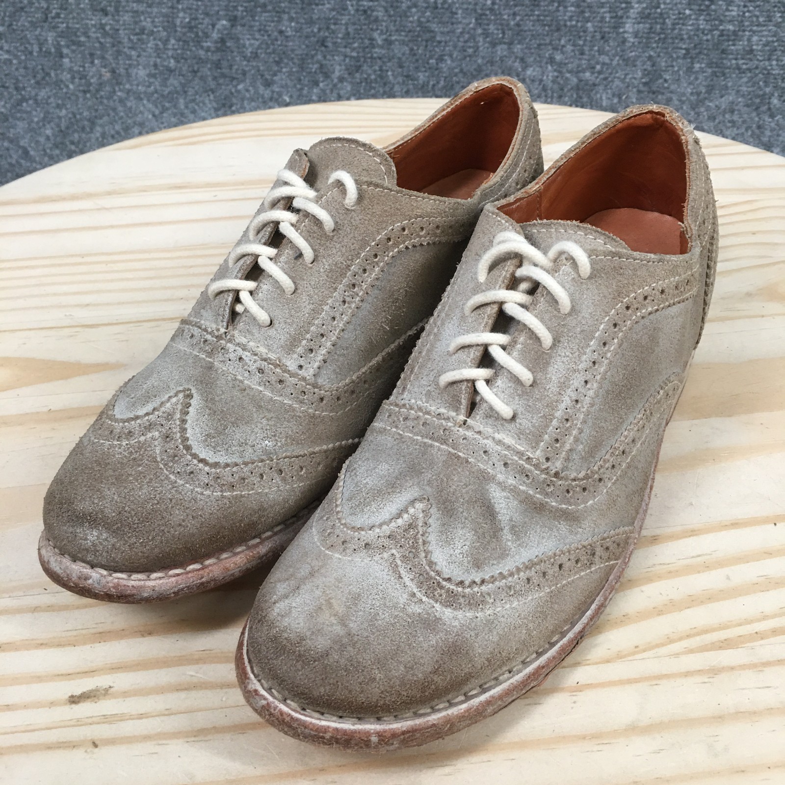Bed Stu Dress Shoes Womens 6 Oxford Wingtip Lace Up Almond Toe Leather Brown
