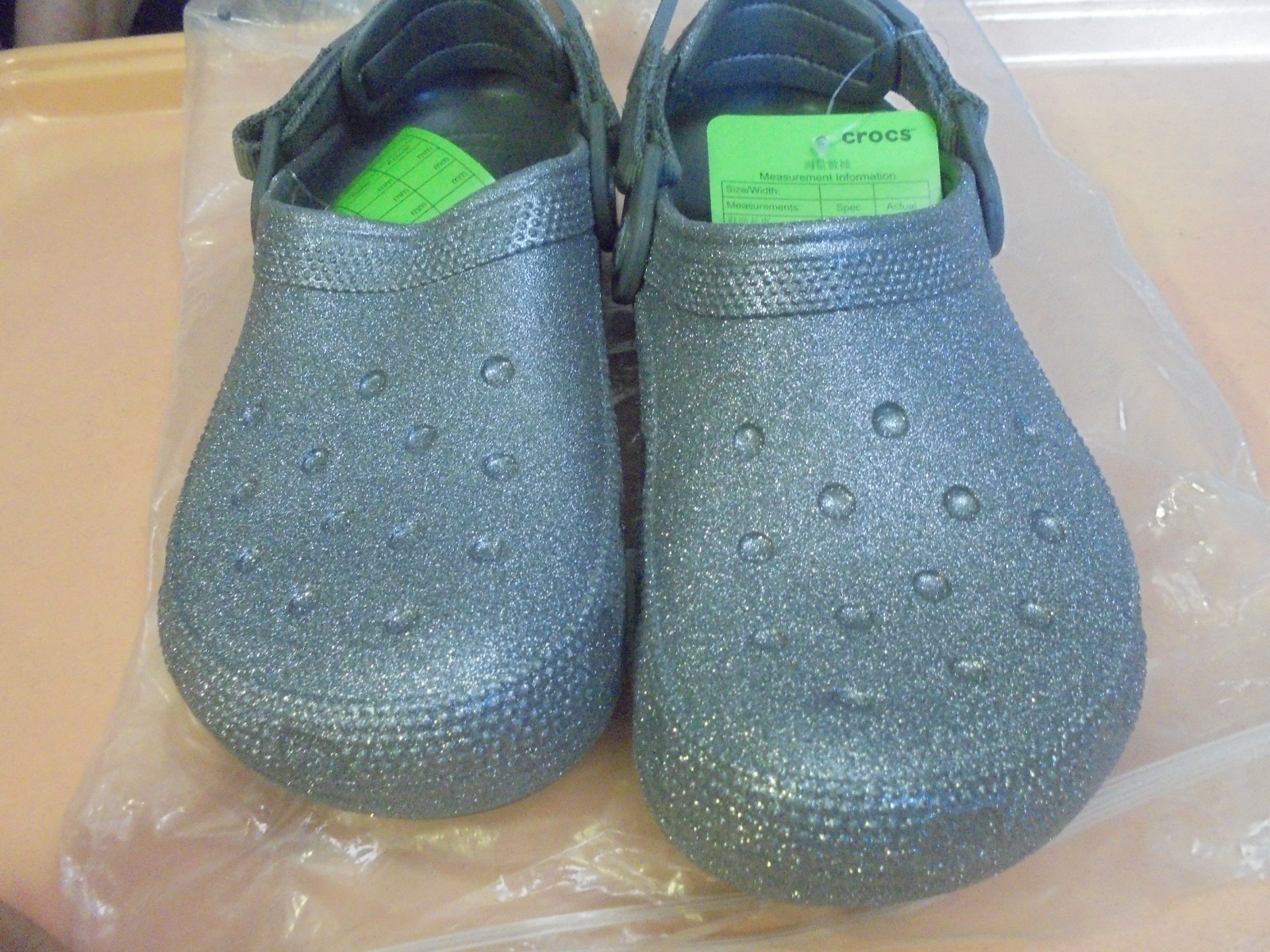 New Crocs Classic Work Graphic Clog Men’s 5 Women’s 7 Slate Grey Glitter