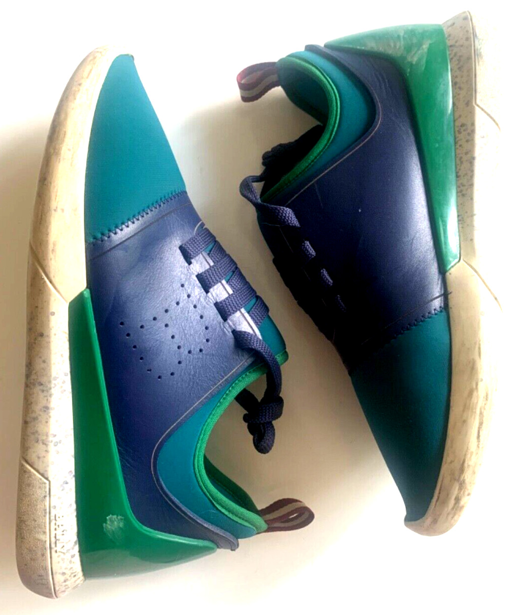 BALLY Sneakers 6 AVELLE Neoprene Runner Azure Turquoise Navy Lace Up Low 36.5EU