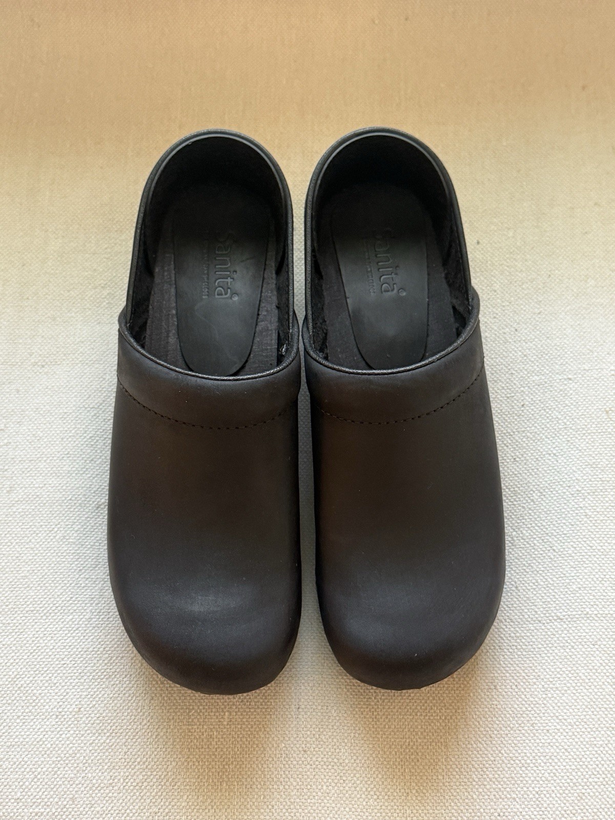 NEW Sanita Oiled Black Leather Original Professional Clogs Women’s 39 US 8-8.5