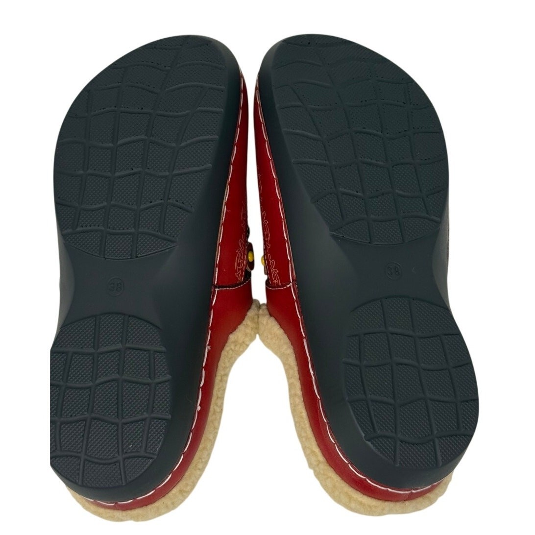 Embroidered Leather Shearling Lined Clogs EU 38 Boho Mule