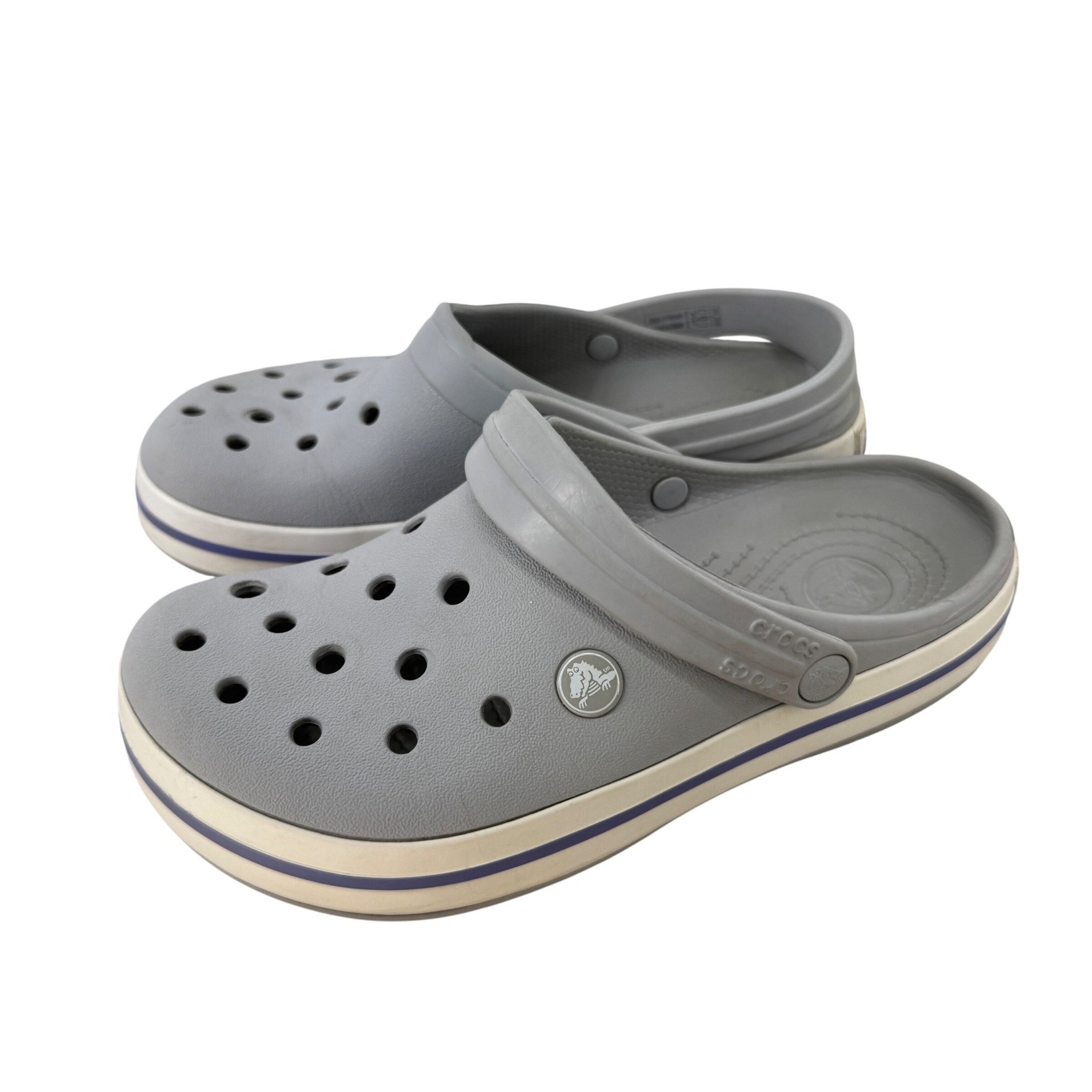 Crocs Crocband Clogs Light Grey Slate Grey Mens 6 Women 8 Water Resistant Stripe
