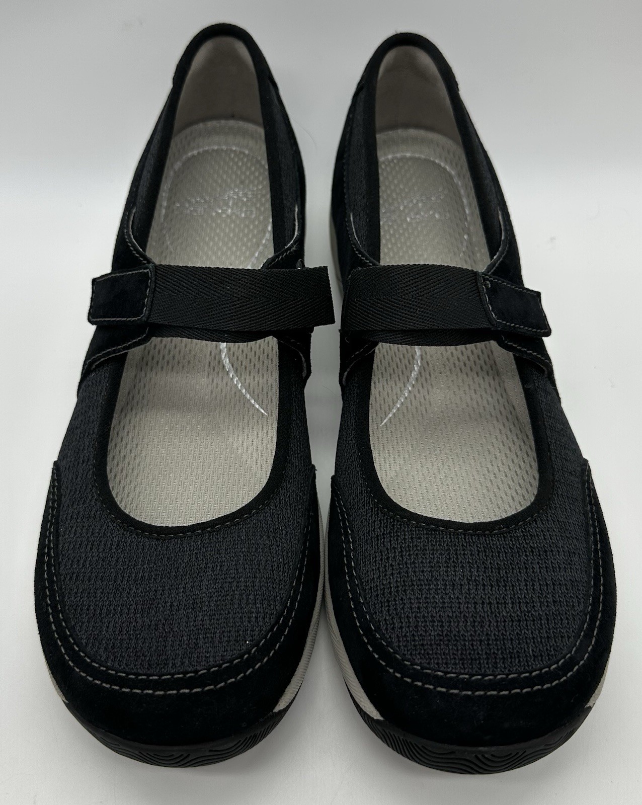 Dansko Hennie Mary Jane Size 40 Black Suede Textile Upper Hook Loop Size 9.5-10
