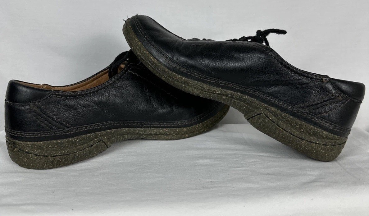 Clarks Artisan Black Leather Shoes Womens 8M Lace Up Balance Man Made