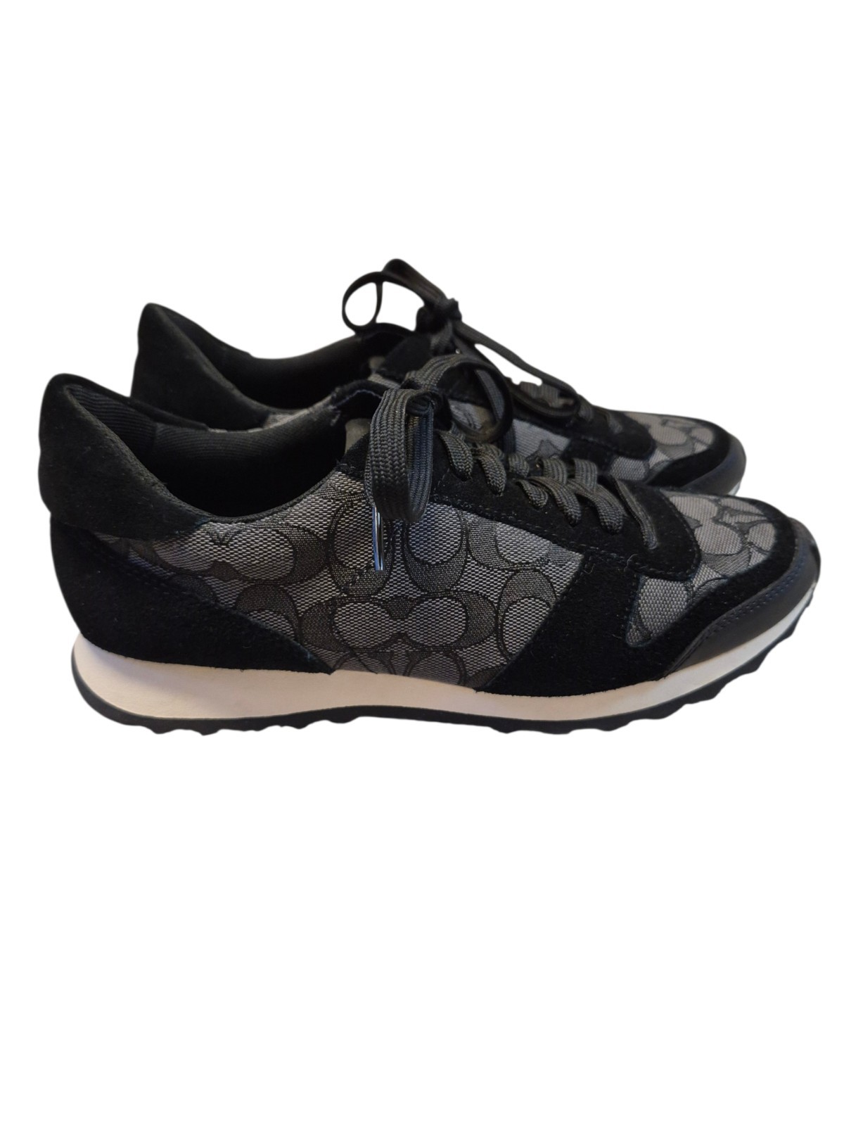 COACH Mason Signature Black Suede White Sneakers Womens 9